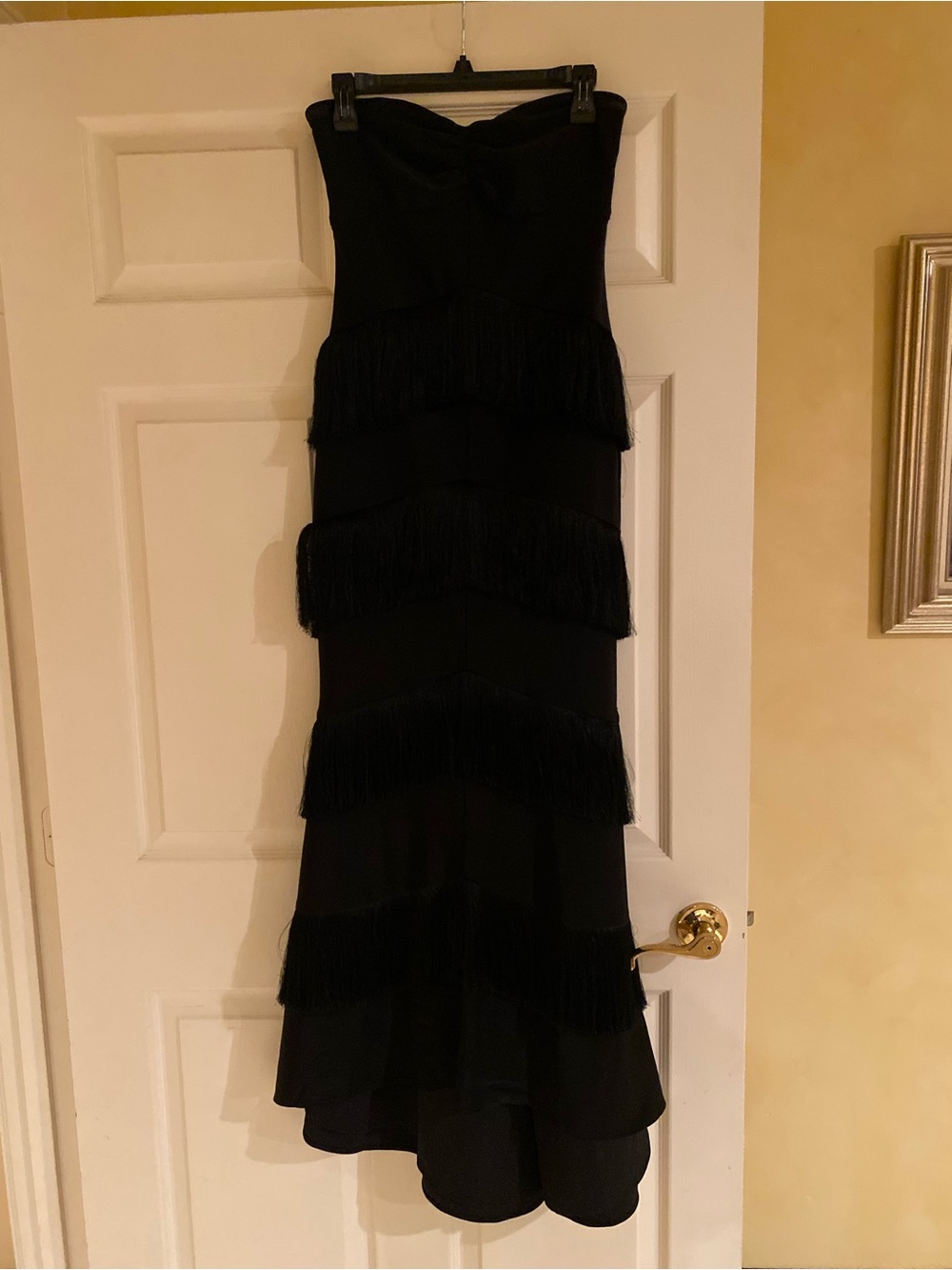 House of Harlow 1960 hera Black Strapless Fringe Midi Dress